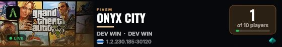 ONYX CITY live status badge