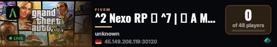 ^2 Nexo RP 😈 ^7 | ✔️ A MELHOR EXPERIÊNCIA RP ✔️ | 🌀 https://discord.gg/n6JEvB7GxA live status badge