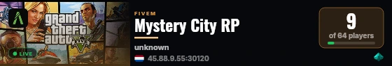 Mystery City RP live status badge