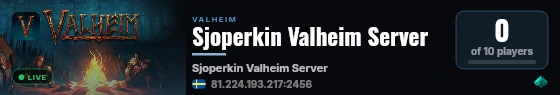 Sjoperkin Valheim Server live status badge