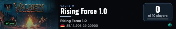 Rising Force 1.0 live status badge