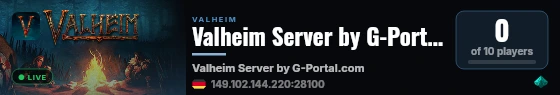 Valheim Server by G-Portal.com live status badge