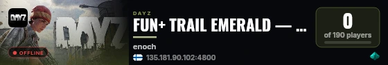 FUN+ TRAIL EMERALD — RAIDS — HARDCORE — PVP — TRADER & GUNS #2 live status badge