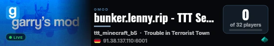 bunker.lenny.rip - TTT Server live status badge