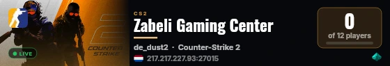 Zabeli Gaming Center live status badge