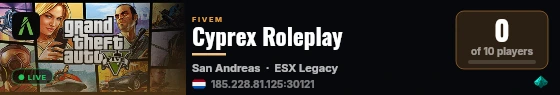 Cyprex Roleplay live status badge