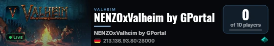 NENZOxValheim by GPortal live status badge