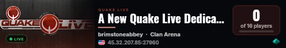 A New Quake Live Dedicated Server live status badge