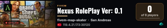 Nexus RolePlay Ver: 0.1 live status badge