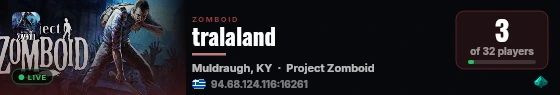 My PZ Server live status badge