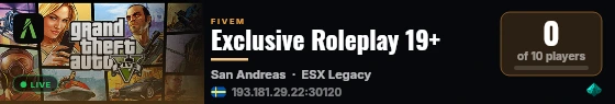 Exclusive Roleplay 19+ live status badge