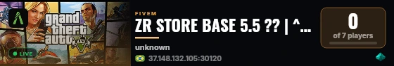 ZR STORE BASE 5.5 ?? | ^3SEM WL | ^4?FAVELAS | ^8??LGBTQ+ | ^https://discord.gg/zrstore ?? live status badge