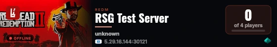 RSG Test Server live status badge