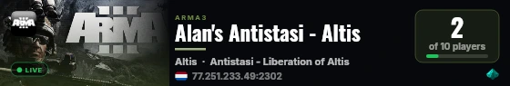 Alan's Antistasi - Altis live status badge