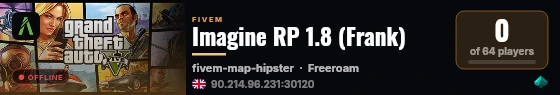 Imagine RP 1.8 (Frank) live status badge