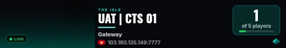 UAT | CTS 01 live status badge
