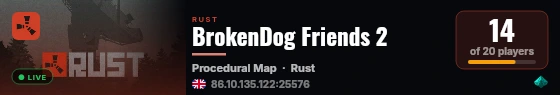 BrokenDog Friends 2 live status badge