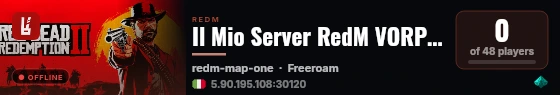 Il Mio Server RedM VORP Core live status badge