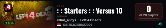 : : Starters : : Versus 10 live status badge