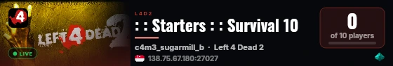 : : Starters : : Survival 10 live status badge