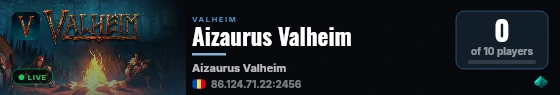 Aizaurus Valheim live status badge