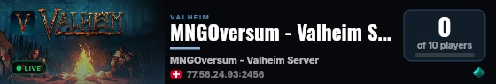 MNGOversum - Valheim Server live status badge
