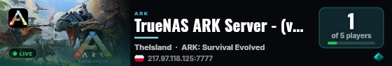 TrueNAS ARK Server - (v361.7) live status badge