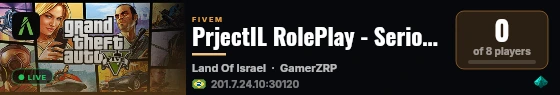 PrjectIL RolePlay - Serious RP live status badge