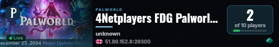 4Netplayers FDG Palworld Server live status badge