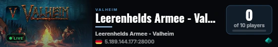 Leerenhelds Armee - Valheim live status badge