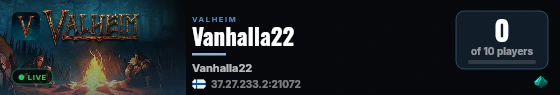 Vanhalla22 live status badge