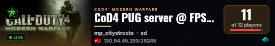 CoD4 Match server @ FPSChallenge.eu live status badge