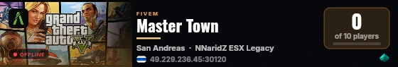 Master Town live status badge
