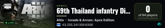 69th Thailand infantry Division - No Mods : discord.gg/xrh68H5 live status badge