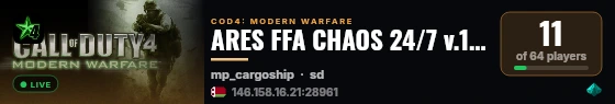 ARES FFA CHAOS 24/7 v.1.8 live status badge