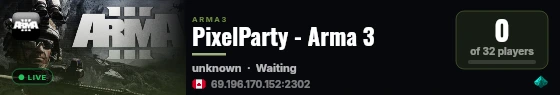 PixelParty - Arma 3 live status badge