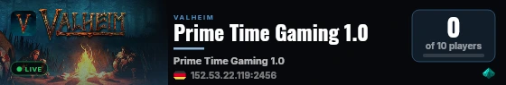Prime Time Gaming 1.0 live status badge