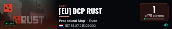 A Shockbyte x Discord Production Rust Server live status badge