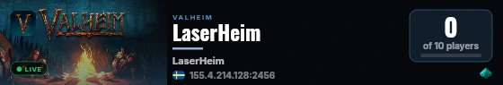 LaserHeim live status badge