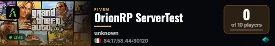 OrionRP ServerTest live status badge