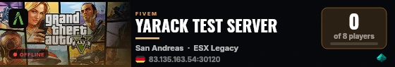 YARACK TEST SERVER live status badge
