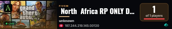  North  Africa RP ONLY DEV live status badge
