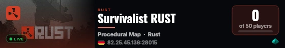 Survivalist RUST live status badge