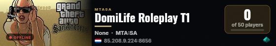 DomiLife Roleplay T1 live status badge