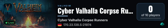 Cyber Valhalla Corpse Runners live status badge