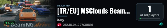 [TR/EU] MSClouds BeamNG Official Server | #3 | ^4NO MODS ^f| İtaly live status badge