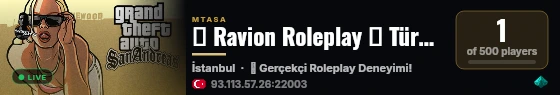 █ Ravion Roleplay ❱ Türkçe Sesli/Yazılı Hard Roleplay YETKİLİ ALIMLARI AKTİF ❰ live status badge