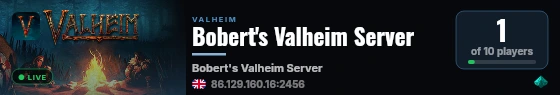 Bobert's Valheim Server live status badge