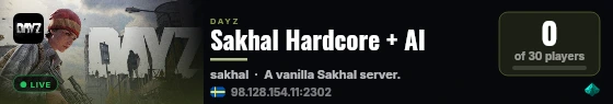 Sakhal Hardcore + AI live status badge