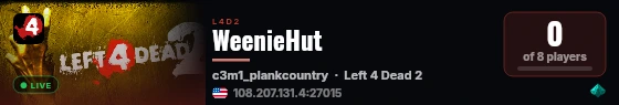 WeenieHut live status badge